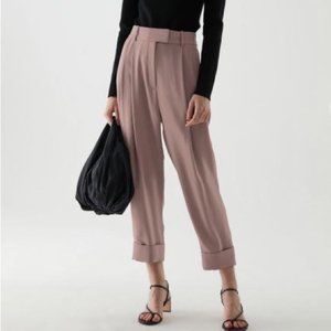 COS Dusty Purple Pleated Drop Crotch Trousers